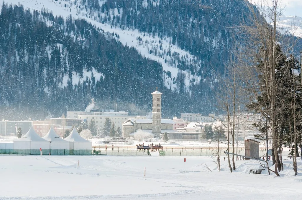 Beautiful setting of St. Moritz in Switzerland, for the Snow Polo event